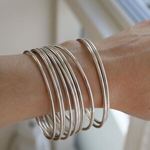 vintage solid silver bangle Old Mine Shop Scandi Danish bracelet stack cuff
